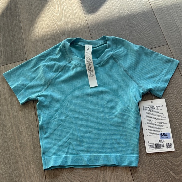 NWT Lululemon Swiftly Tech Cropped Short Sleeve 2.0 Blue Size 0 - Picture 1 of 7